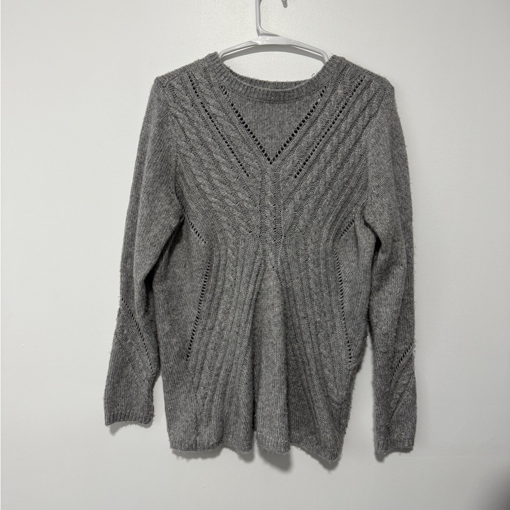 Sonoma Women's Gray Cable-Knit Pullover‎ Sweater Size Medium